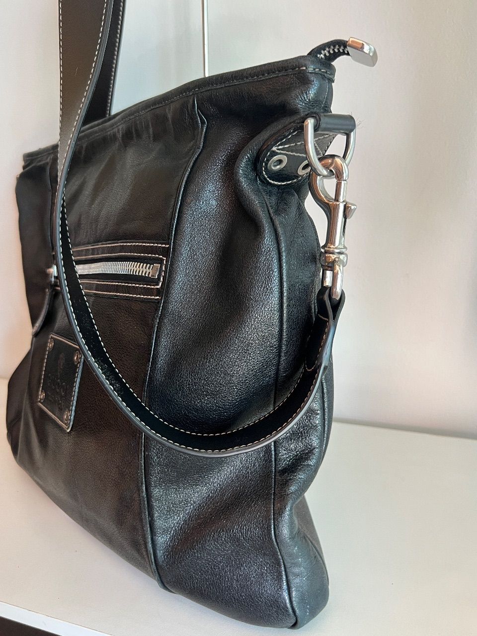 Bolsa tote de couro preto — foto 6