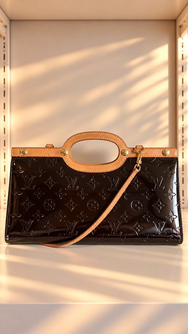 Bolsa clutch Roxbury verniz amarante café — foto 1