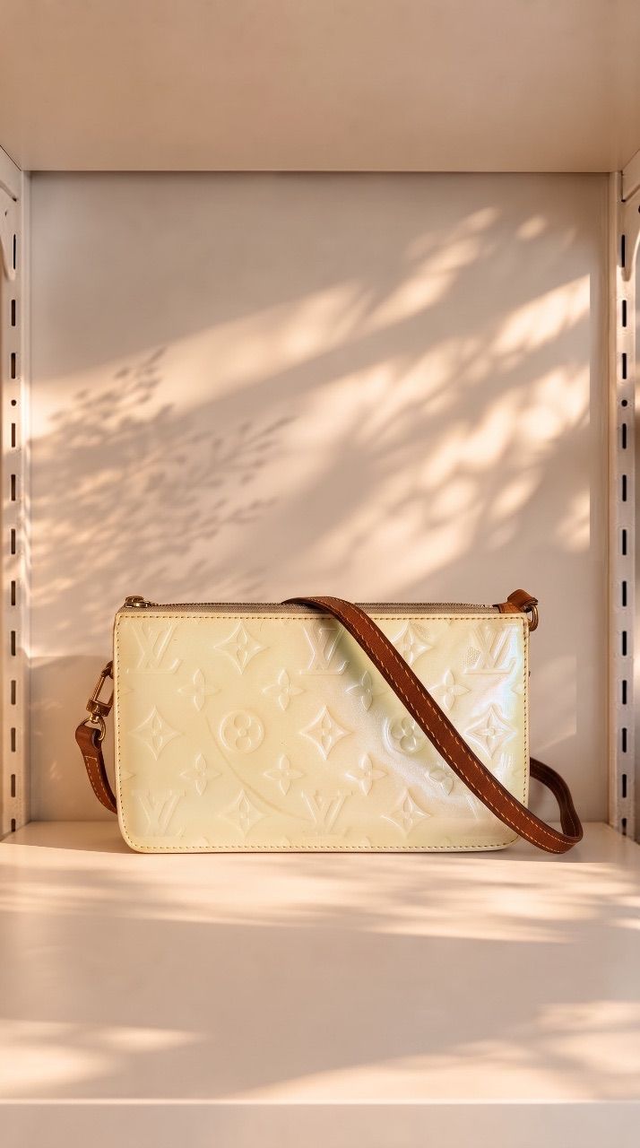 Bolsa pochette verniz creme com alça — foto 1