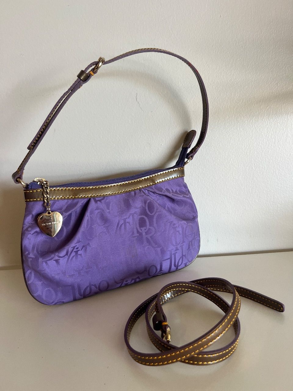 Bolsa baguete tecido monograma roxo — foto 8