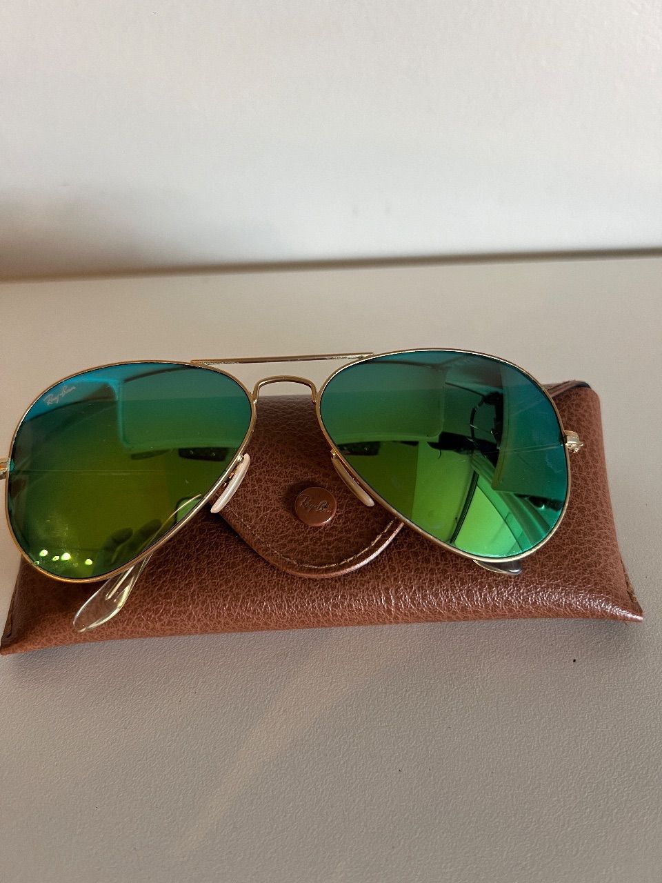 Óculos de sol aviador espelhado lente verde — foto 3
