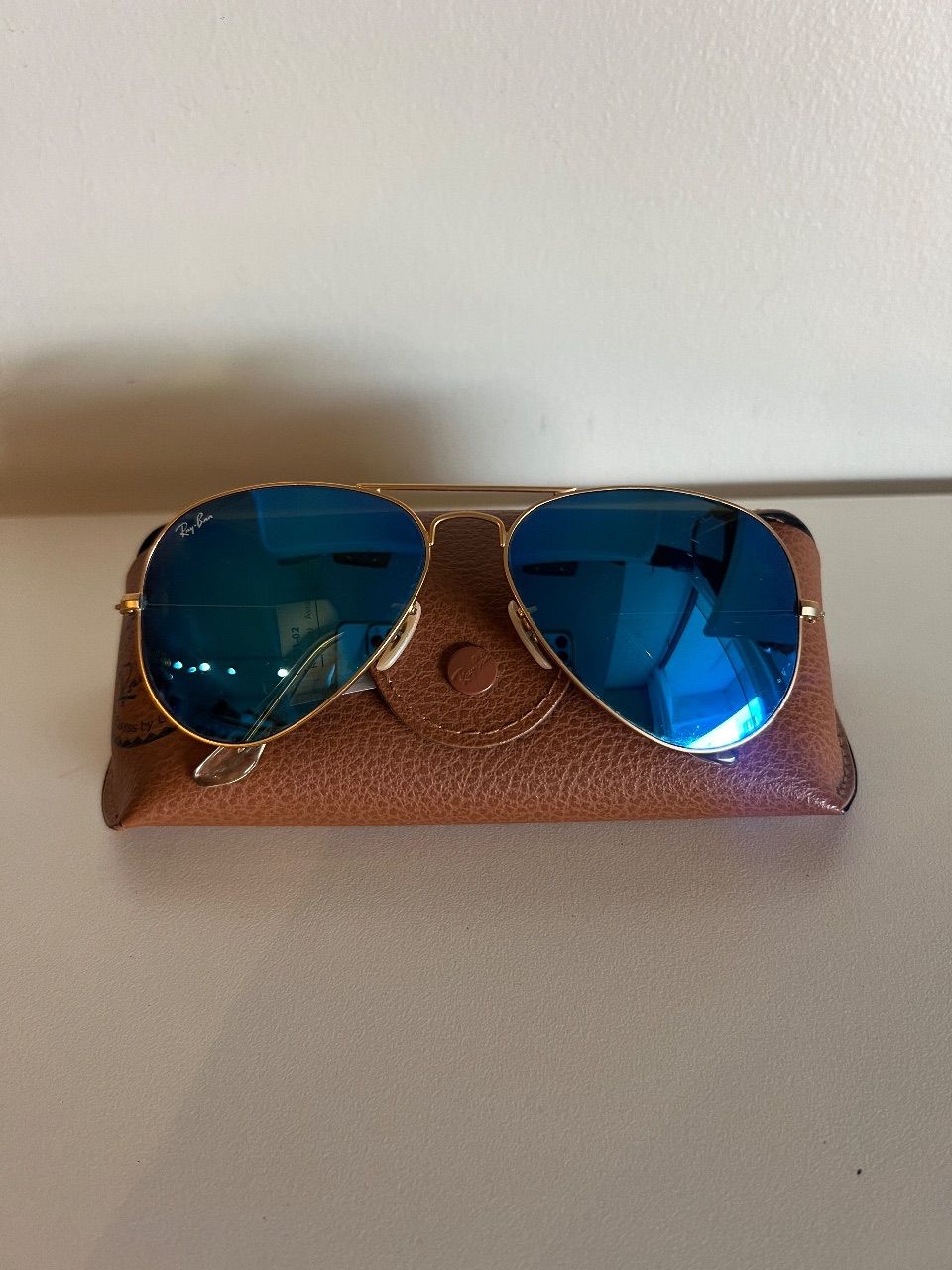 Óculos de sol aviador espelhado lente azul — foto 3