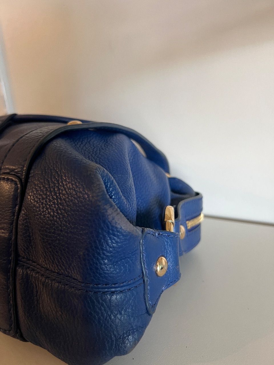 Bolsa Fulton satchel couro azul royal — foto 4
