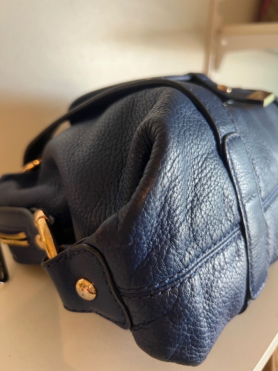 Bolsa Fulton satchel couro azul royal — foto 5