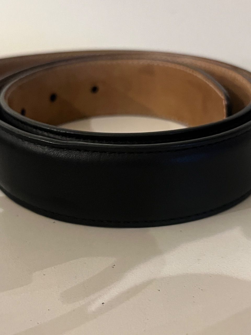 Cinto Interlocking G estreito couro preto — foto 4